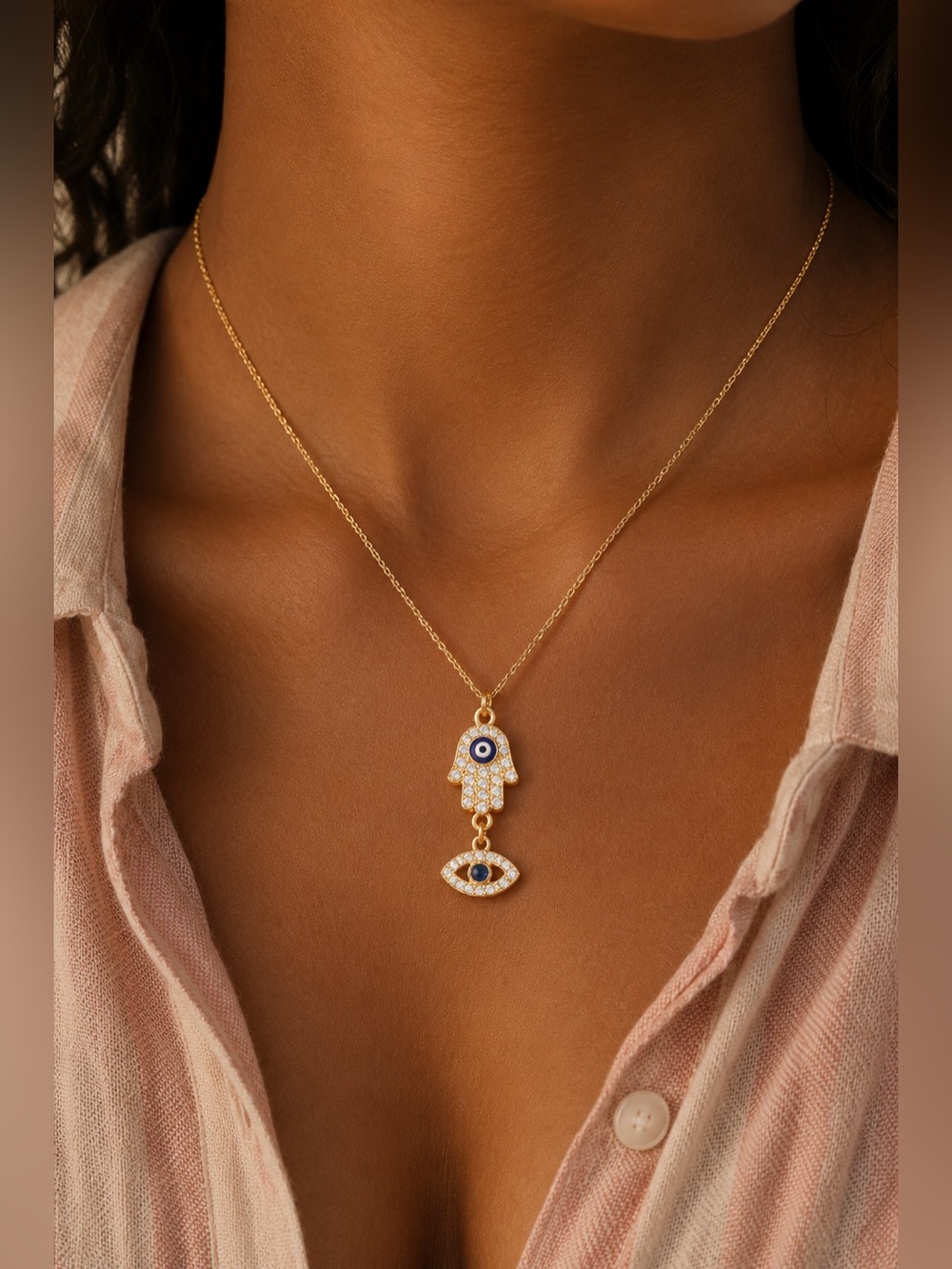 Classic Eye Hamsa Hand Pendant